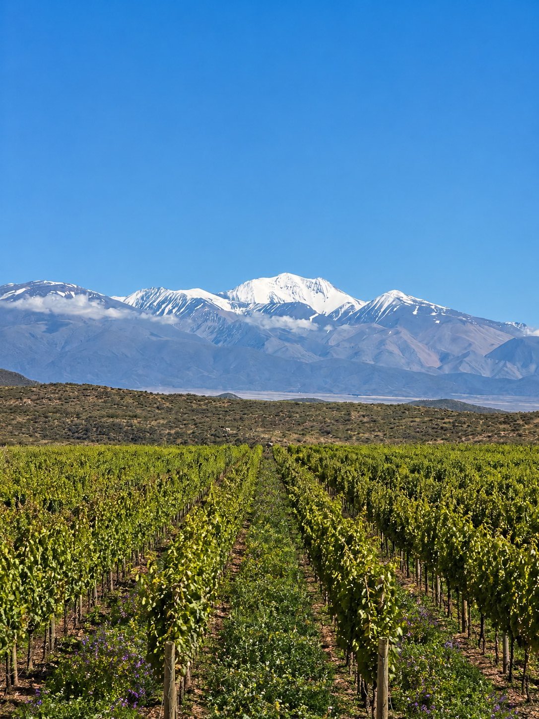 Viñedo con los Andes nevados, Mendoza